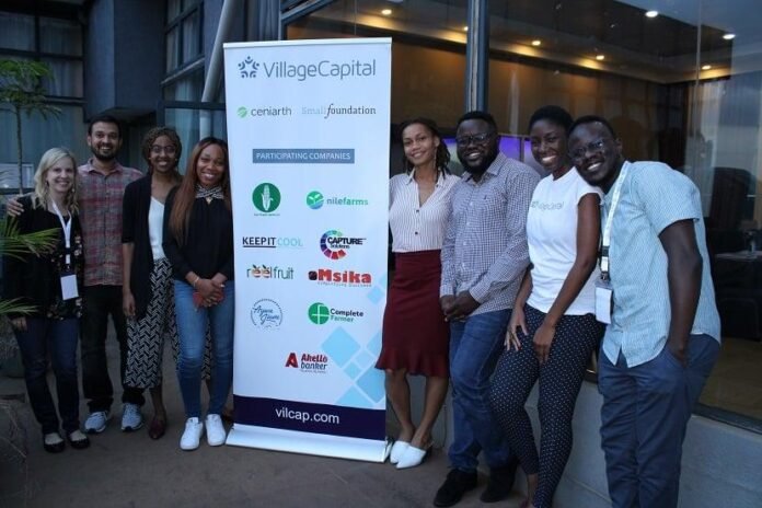 African startup founders participating in a climate innovation program supported by Village Capital.